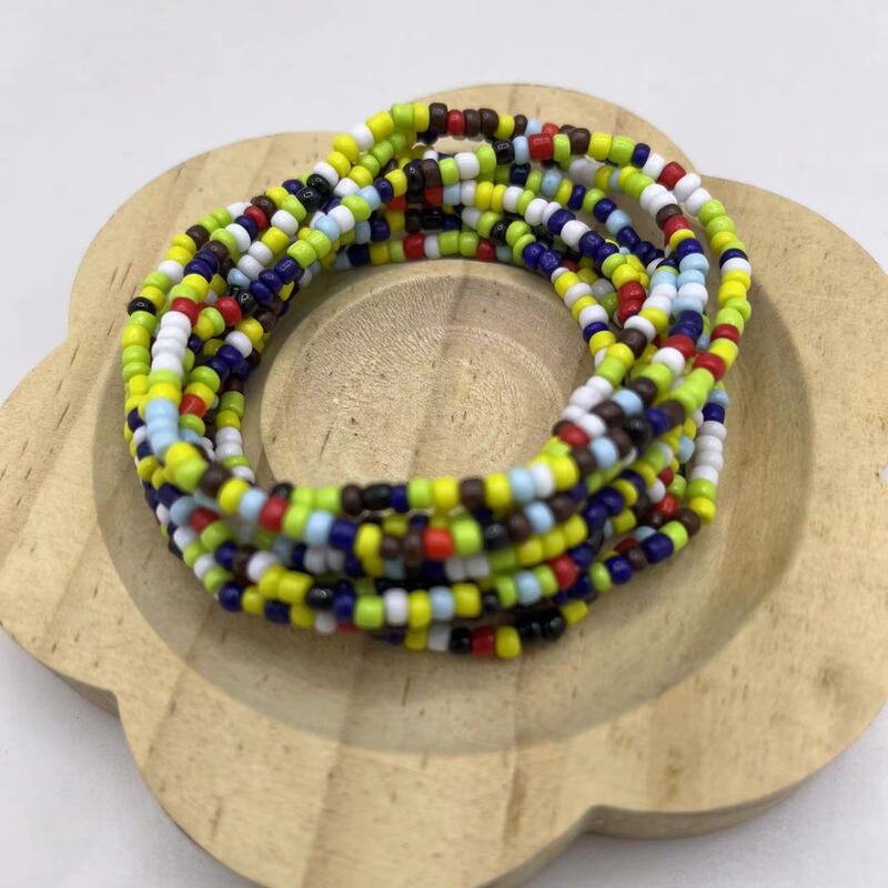 Bohemian TEMU elastic line handmade beaded rice beads color seed bead bracelet multi-layer stacked combination suit Bohemian TEMU elastic line handmade beaded rice beads color seed bead bracelet multi-layer stacked combination suit