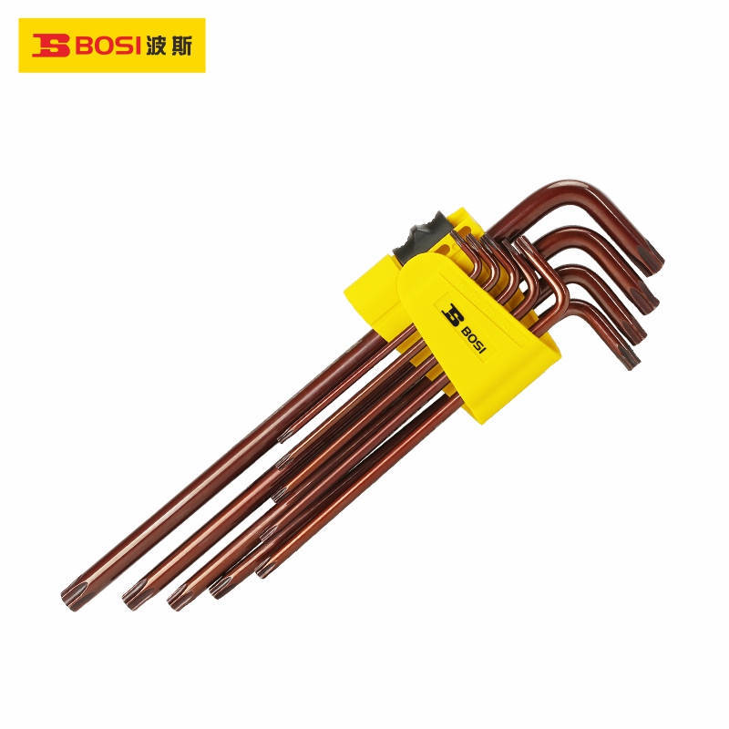 波斯古铜色S2钢9件套特长梅花内六角套装BS426098花型扳手组套