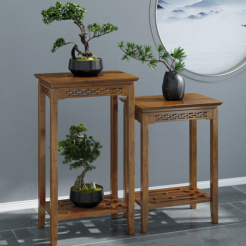 Outdoor balcony flower stand, modern Chinese style, multi-layered window sill plant rack, simple and luxurious, wooden flower pot stand