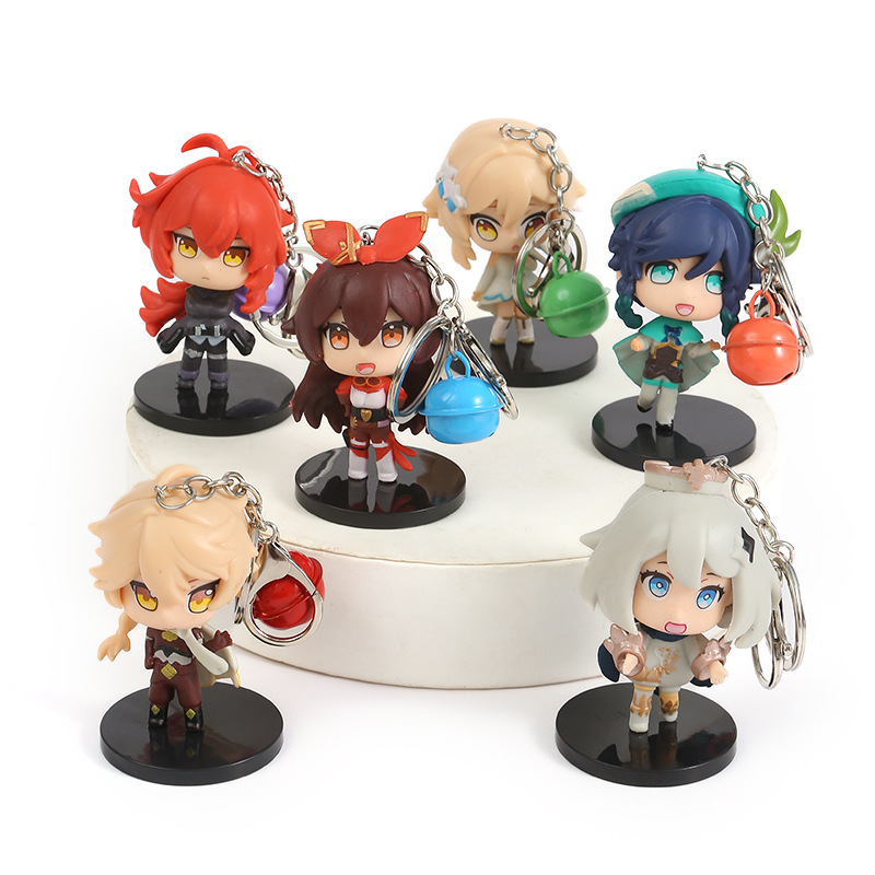 6 Styles Miha Figure Peripheral Paimon Anime Keychain Charm 2D Game Model Accessories Cute Plush Doll