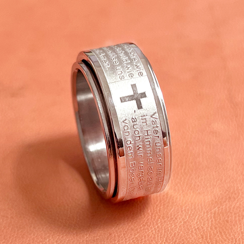 Stainless Steel Simple Style Cross Letter Polishing Rings display picture 2