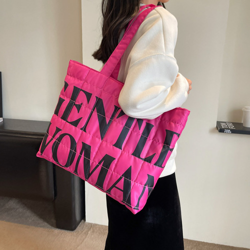 韩容量托特包ins洋气新款女士手提包跨境风潮GW帆布字母女包