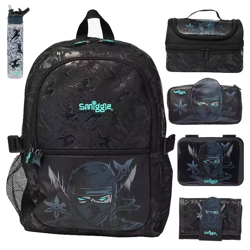 Australia Smiggle Ninja Set Mochila de compresión para niños Mochila de almuerzo Tritan