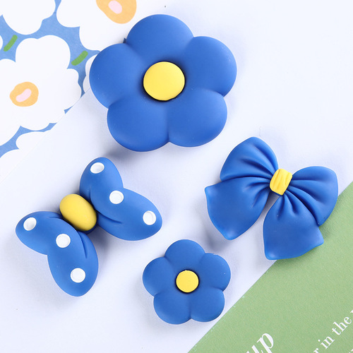 10pcs DIY handmade Resin accessories blue bowknot mobile phone case coffee cup patch car storage box shoes clothing hairpink DIY jewelry accessories