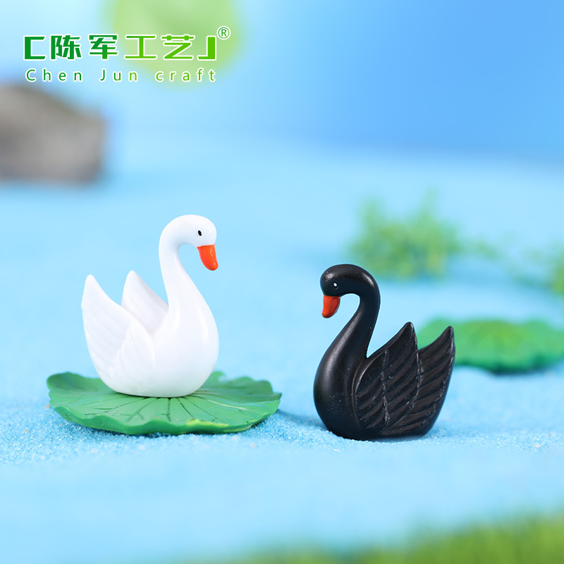 Phụ Kiện Terrarium Thiên nga lông đen trắng, quà tặng zakka độc đáo, tiểu cảnh trang trí mini (z-CJ-717)