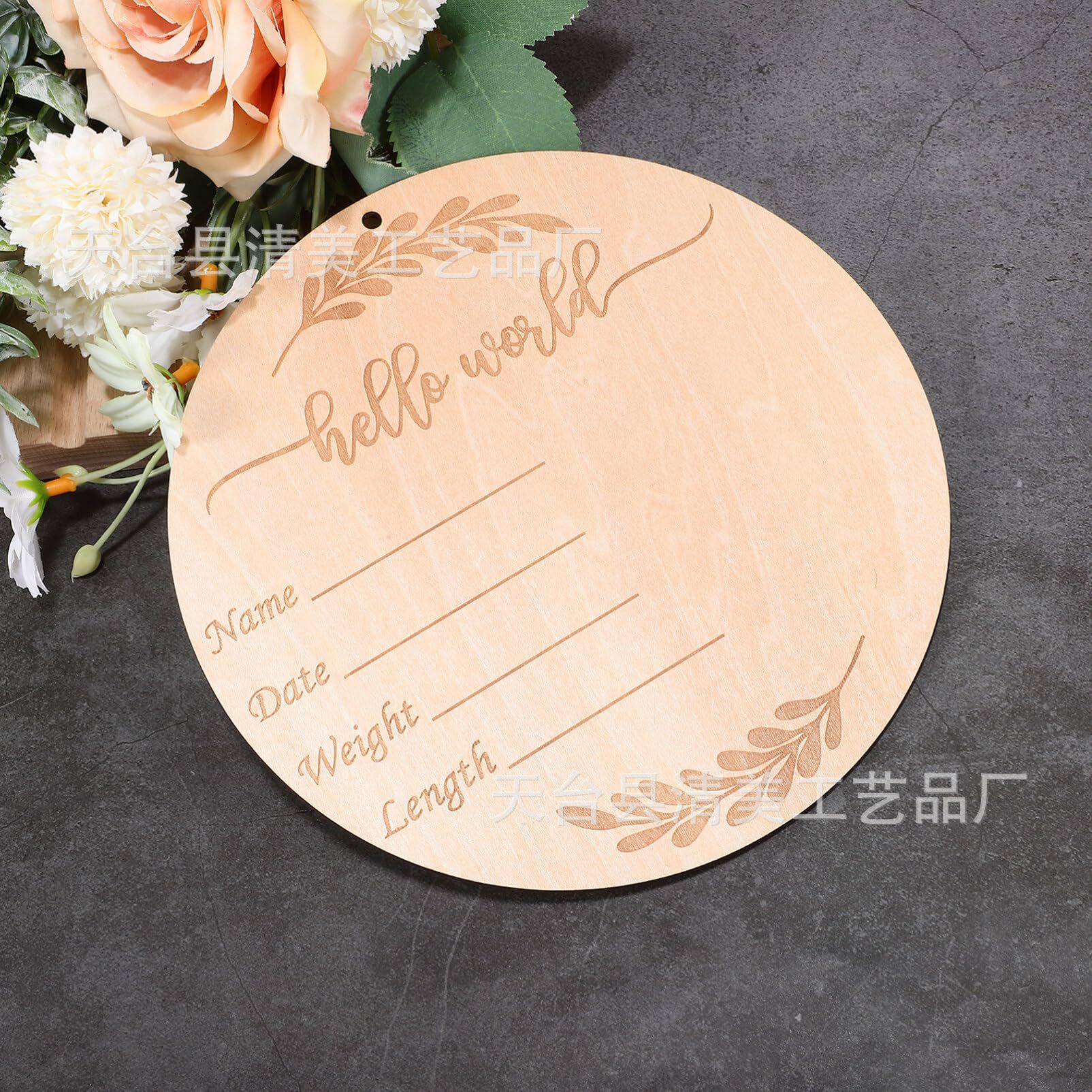 10,16 cm crecimiento del bebé placa conmemorativa del bebé placa conmemorativa del bebé accesorios de la foto del recién nacido pieza de madera redonda