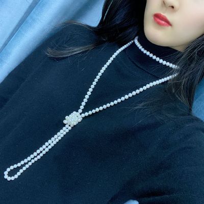 小红书网红推荐通勤圆形tian然淡水珍珠毛衣链长项链一款多戴