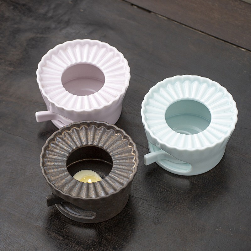Coarse Pottery Candle Warmer Tea Stove Ceramic Tea Warmer Round Base Alcohol Sharing Cup Tea Warming Stand Hot Tea Heating Accessories