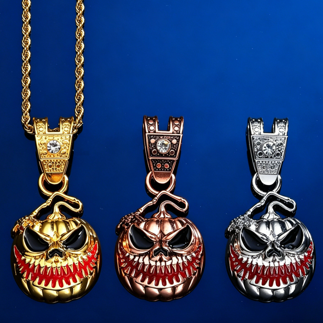 Aleación hegemónica con diamantes calavera colgante garra de moda masculina retro hip-hop colgante estilo punk de cadena cubana