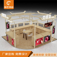 商场七度银饰中庭饰品玻璃展柜子奢侈品项链陈列架木纹轻奢中岛架