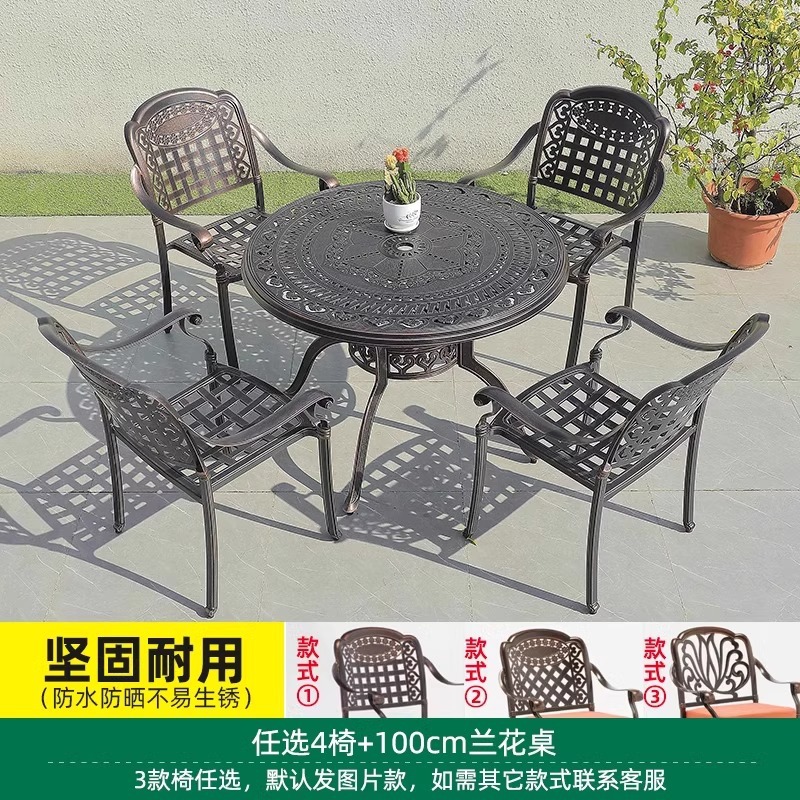 Opcional 4 sillas mesa redonda de orquídeas de 100cm