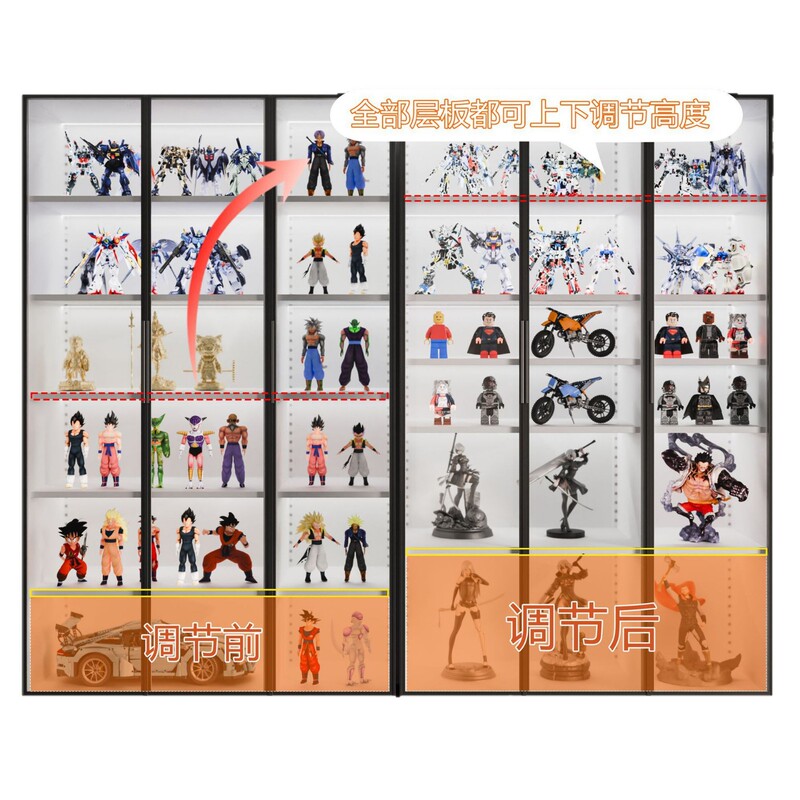 钢制手办展示柜家用模型玩具收纳柜玻璃陈列柜客厅酒柜学生书柜|undefined