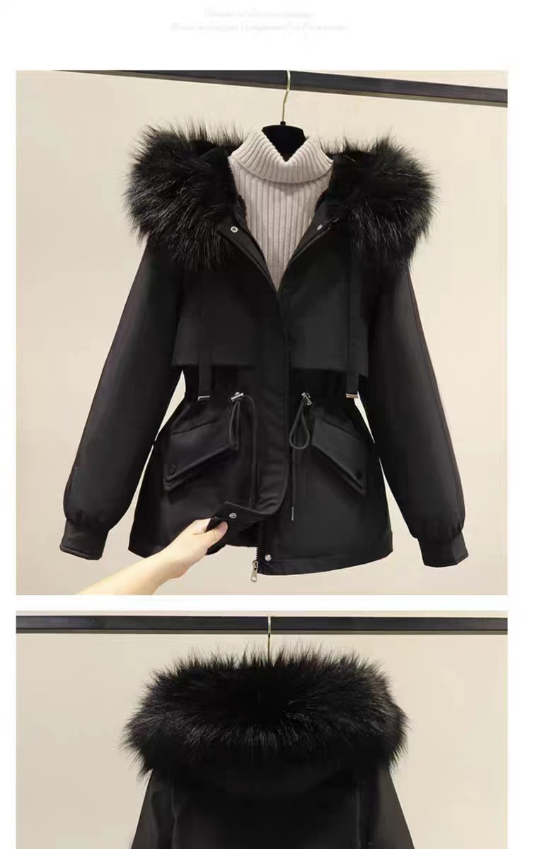 Women's Clothing Plush and thickened parka short loose large size down cotton coat autumn and winter Korean style hooded casual cotton jacket_voghion.com