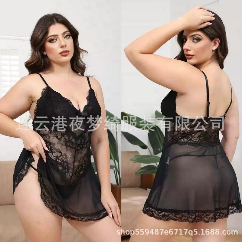 high quality Pajamas Women's Pajamas Plus Size Deep V Tights Porn One-piece Fat Girls Sexy Underwear Inner