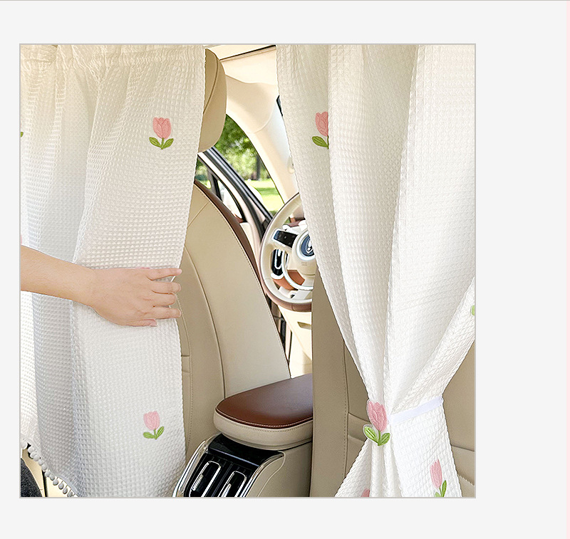 Blue Rain Car Barrier Curtain Large Waffle Car Rear Barrier Curtain Car Blackout Privacy Curtain Car Heat Insulation Sunshade Curtain