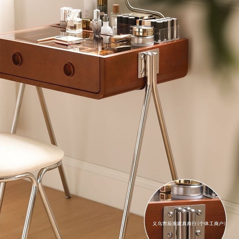 북유럽 단단한 나무 화장대, 중세 통나무 침실 화장대, 프랑스 복고풍 소형 수납 화장대, 심플