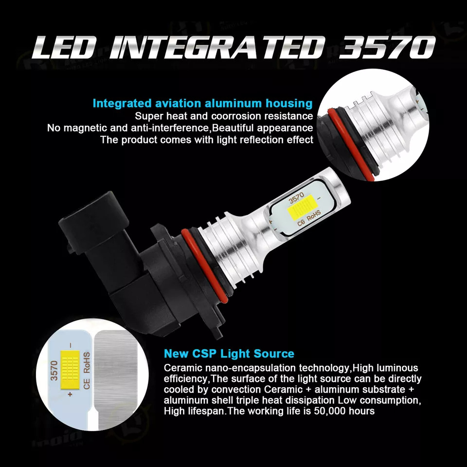 Faros del automóvil H11 9005 5202 enchufe directo led faro delantero lejos y cerca de un faro combinado luz blanca image 2