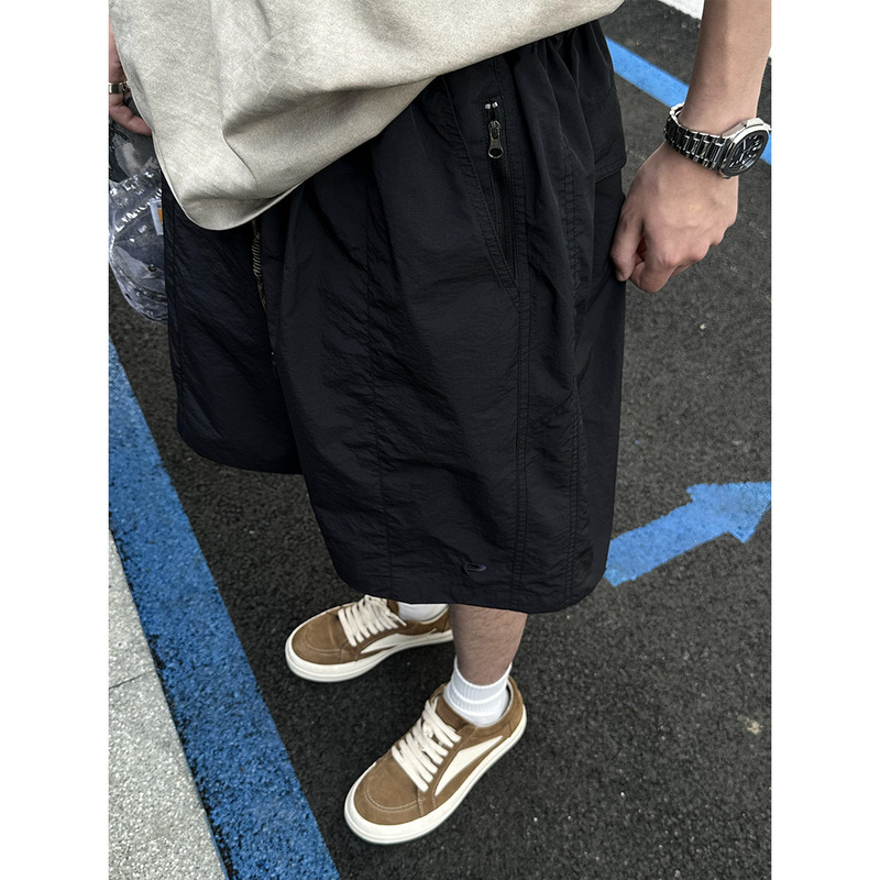 Mancher Japanese-Style Trendy Waterproof Quick-Dry Cargo Shorts for Men, Summer New Loose Straight Casual Mid-Length Shorts Trendy