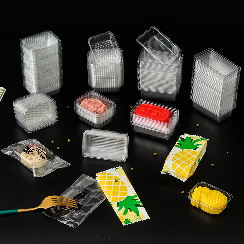 En stock al por mayor transparente simple entrega crujiente caja de soporte de plástico blister material PET engrosada postre piña crujiente soporte interior