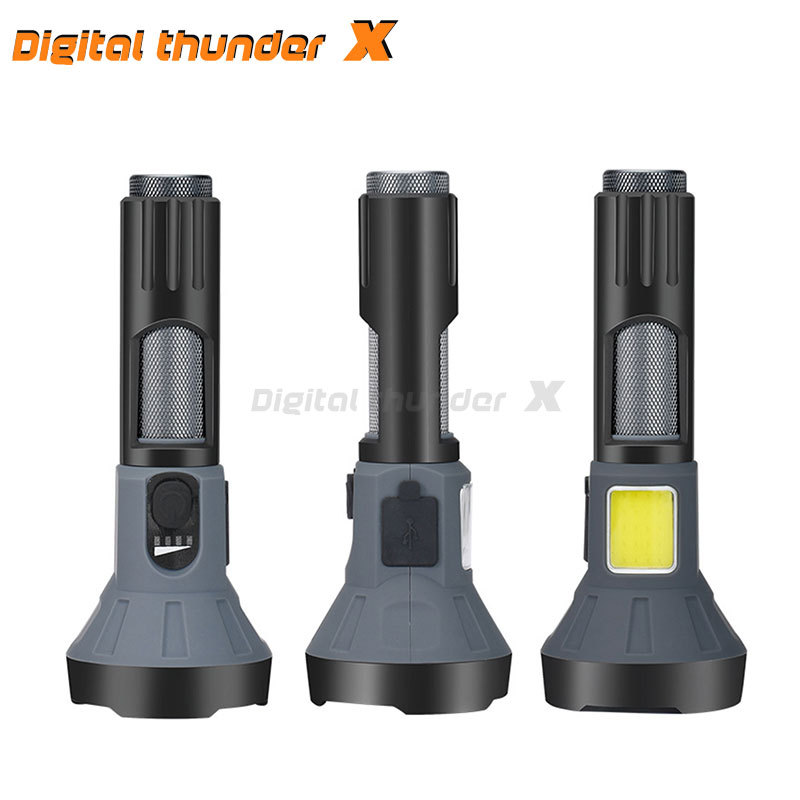 Linterna de foco fijo transfronterizo linterna recargable USB foco portátil de largo alcance Medición de mazorca reflector linterna de salida