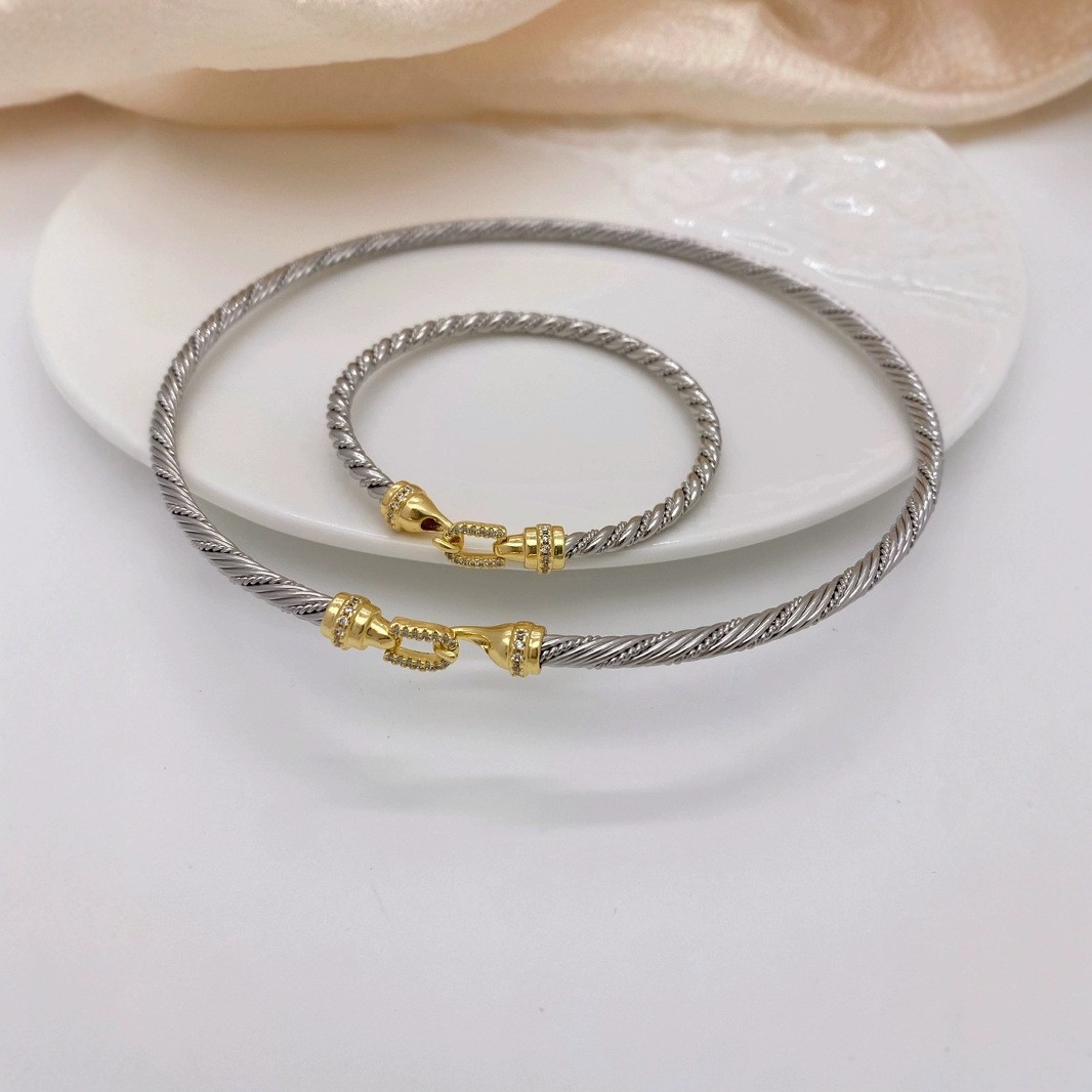25g Weight 18K Gold Plated Plating Material Zircon Inlay Material Bracelets, Necklace Classification 1 Piece Quantity Daily Occasion Copper Material Geometric Pattern All Seasons Season Unisex Gender Mixed Metal, Inlay Design Simple Style Style Wholesale Jewelry Simple Style Geometric Copper Zircon 18K Gold Plated Mixed Metal Inlay Bracelets Necklace 2