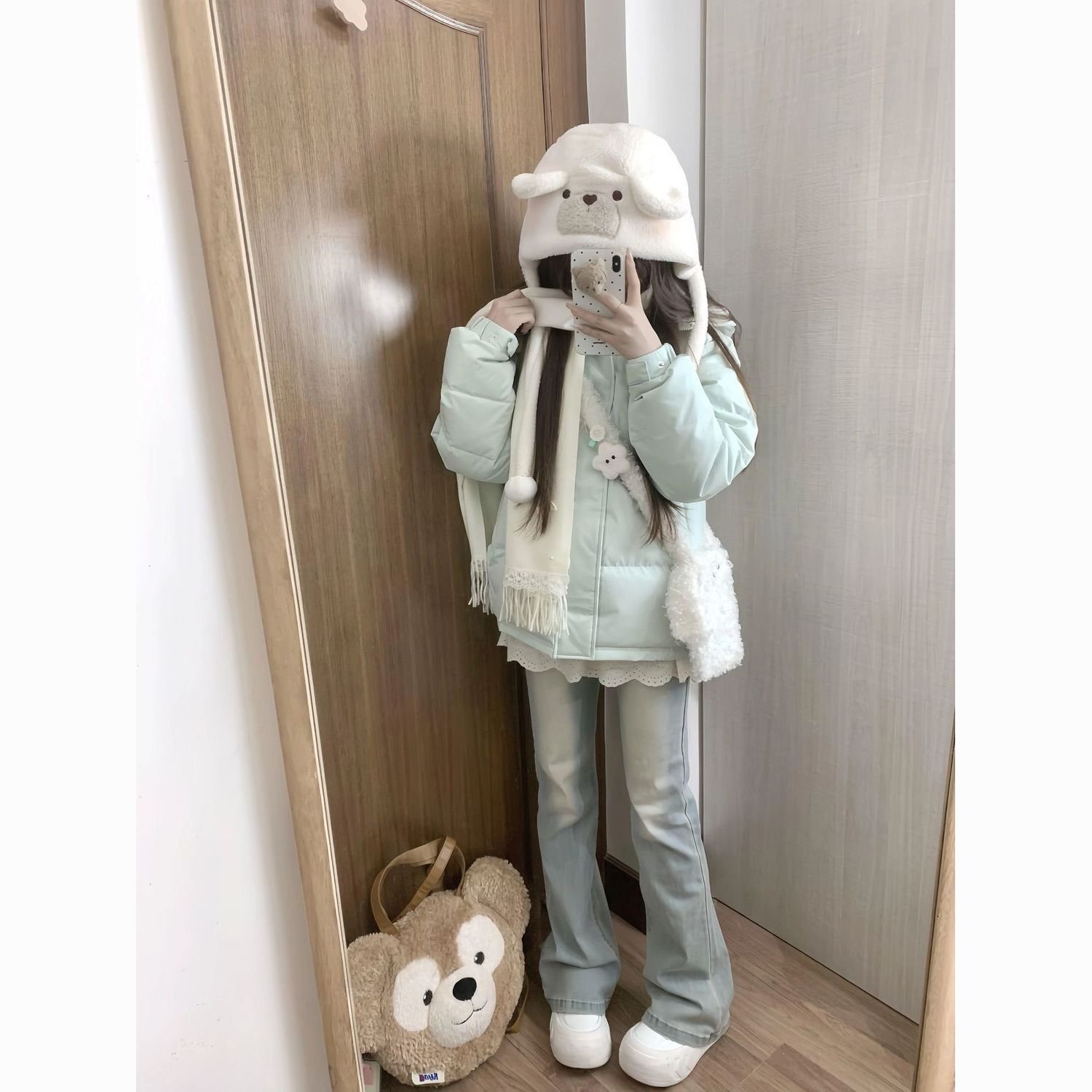 粉色中戏羽绒服女2026新款冬季韩版时尚加厚修身小个子学生外套冬