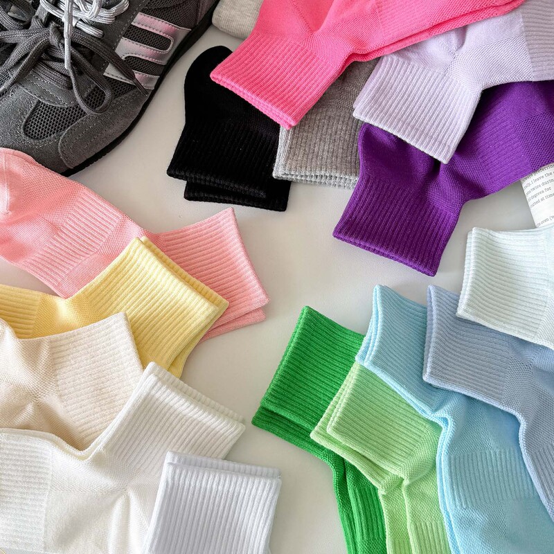Colorful Mesh Socks for Women, Mid-Calf Length, Pure Cotton, Thin and Breathable for Summer, Solid Color, Seamless, Dopamine-Style Trendy Short Socks Colorful Mesh Socks for Women, Mid-Calf Length, Pure Cotton, Thin and Breathable for Summer, Solid Color, Seamless, Dopamine-Style Trendy Short Socks