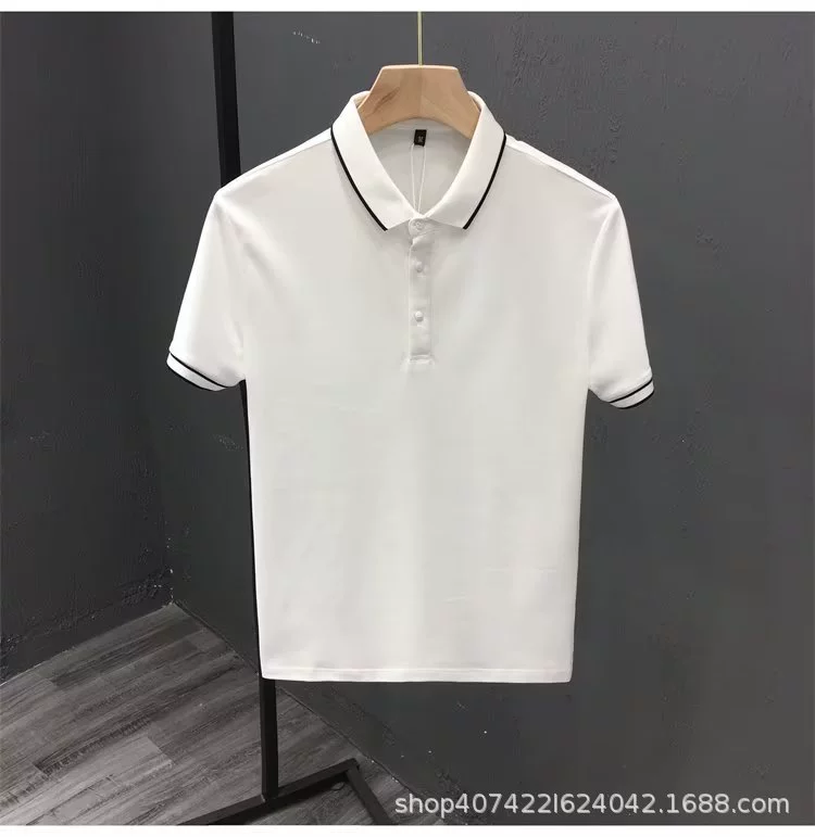 Поло summer silk в ретро стиле, мужская короткий рукав, отдых, M–5XL, разноцветные