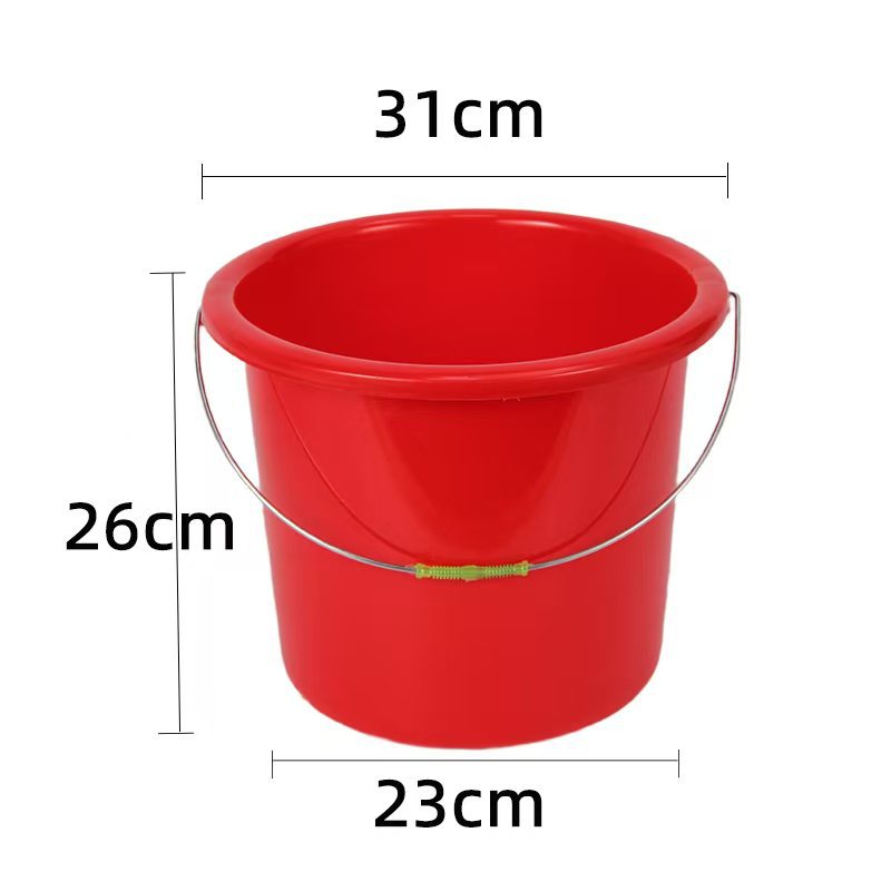 Cubo de plástico rojo de color sólido para el hogar, cubo portátil para el hogar, cubo redondo engrosado, cubo de lavandería para dormitorio estudiantil, venta al por mayor. image 8