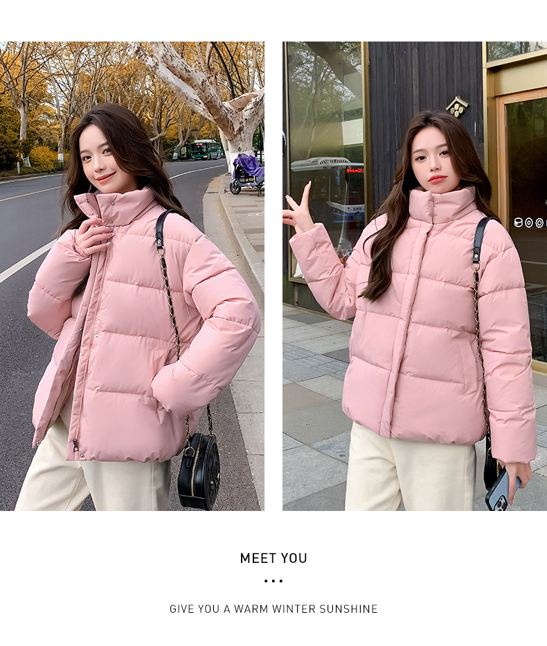 Women's Down Coat Winter Cotton Jacket Standing Collar Loose Fit_voghion.com