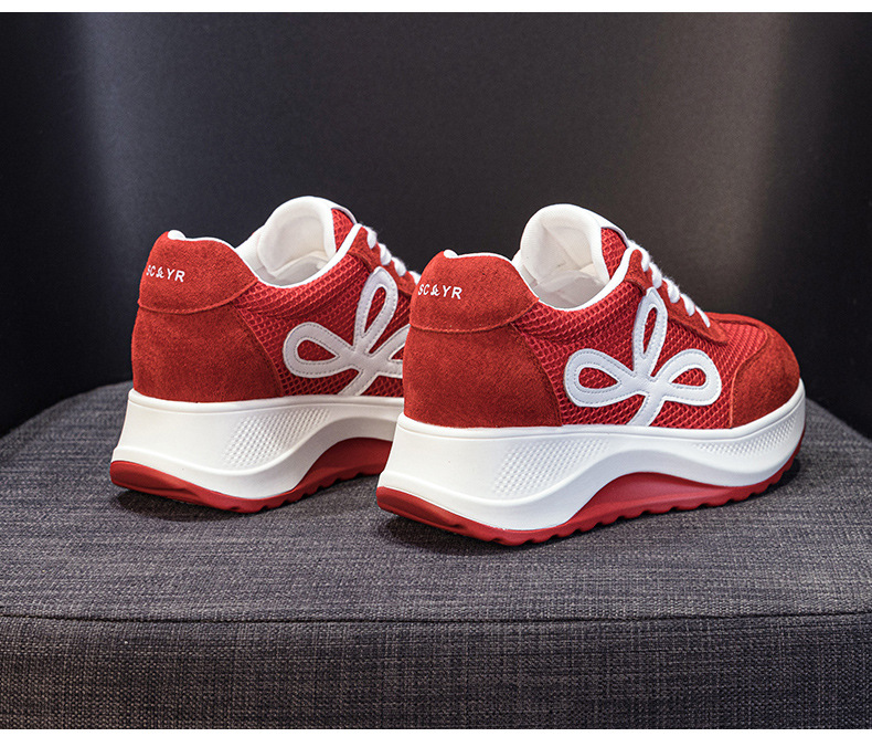 Giày sneaker nữ đế dày phong cách Đức phối da lộn màu đỏ Ancola — M2915 mạng đôi màu vàng, M2915- Mạng trong suốt 1m màu, M2915-1 lưới trong suốt màu vàng, M2915 mạng kép màu đỏ chi tiết 38