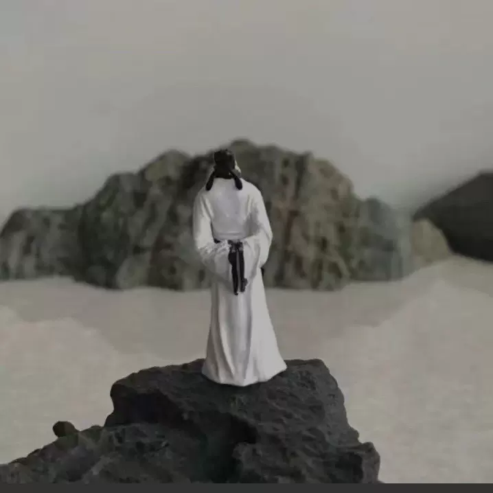 盆景造景吟诗抚琴人物摆件吸水石上水石假山装饰品小摆件鱼缸造景