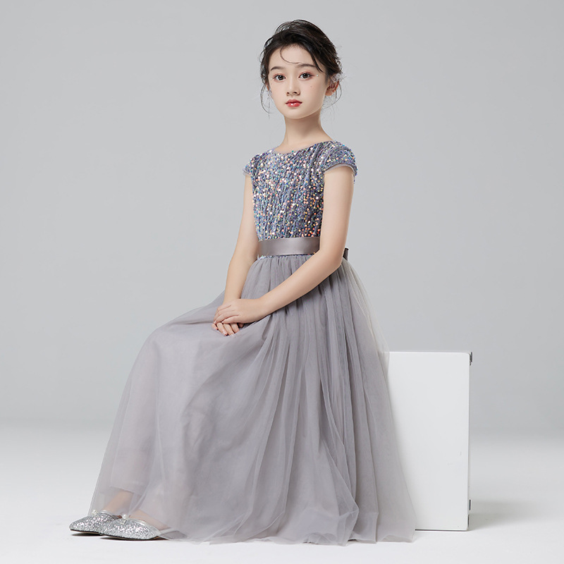 Vestido de princesa para el décimo cumpleaños de las niñas Concurso de piano para niñas