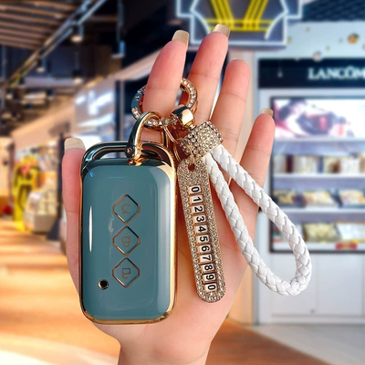 supplies modification package case buckle | Car key bag - type-c-grandma-gray-white-diamond-rope-gold-number-plate