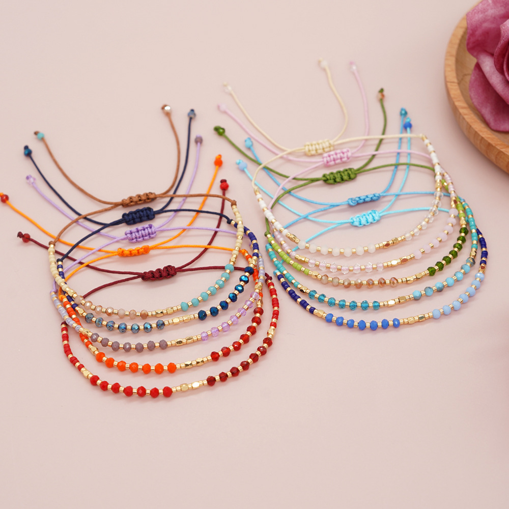5g Weight Bracelets Classification 1 Piece Quantity Holiday, Daily Occasion Glass, glass, rope Material Round Pattern Couple Gender Beaded Design Simple Style, Classic Style Style Simple Style Classic Style Round Glass Glass Rope Wholesale Bracelets 1