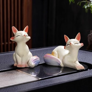 Little Fox Color-Changing Tea Pet Snake Ornaments Wholesale Creative Home Fox Tea Play Desktop Decoration Tea Set Tea Ceremony Accessories