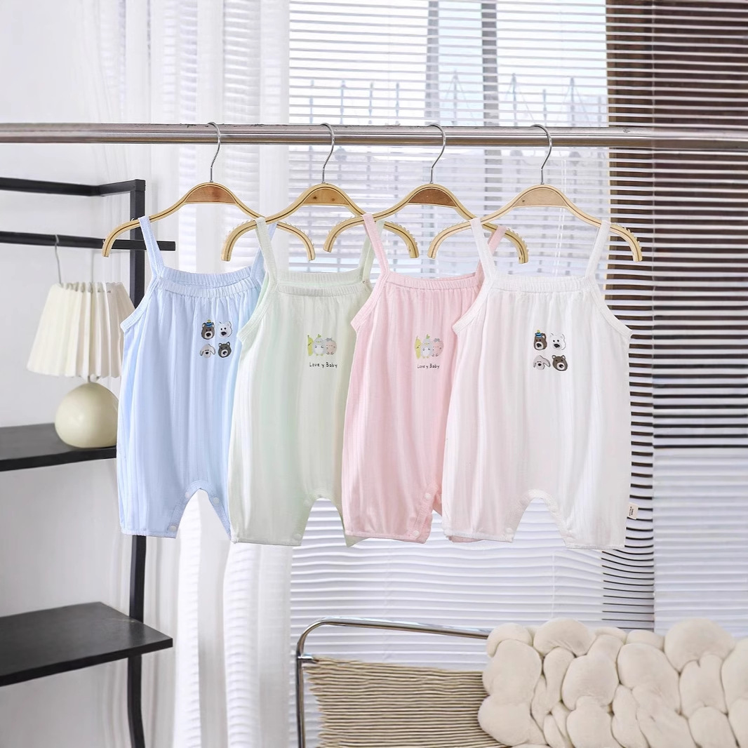 Baby Jumpsuit Summer Male and Female Baby Crawling Clothes Newborn Clothes Cartoon Harem Type a Outing Sling