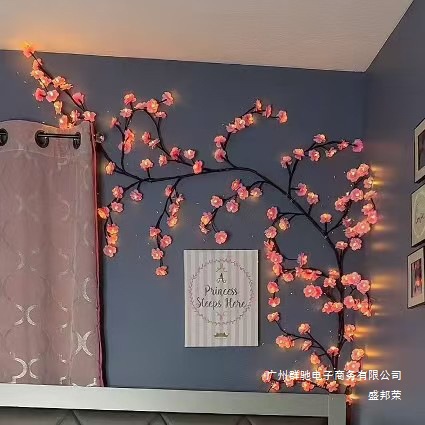 厂家直销跨境新款LED树枝灯藤条灯樱花室内装饰造型灯可弯曲灯氛