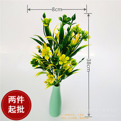 Simulated flowers, happy lilies, small bunches, rising day by day, simple green radish, European style dining table furniture ornaments, Qingming tomb sweeping