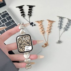 Apple Watch iwatchSE/S10/S9 時計ストラップに適したハイエンドのメタル立体ラブチェーンストラップ