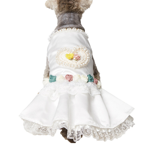 Wedding Dress for dog tutu skirt evening birthday party dresses for dog pet formal clothes dress skirt small pet supplies wholesale pearl love