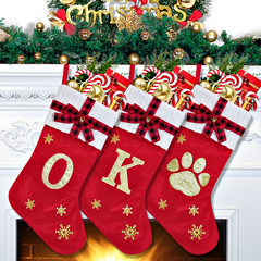 2025 新しいクリスマス装飾レターソックス大赤クリスマス装飾刺繍文字クリスマスソックスギフト