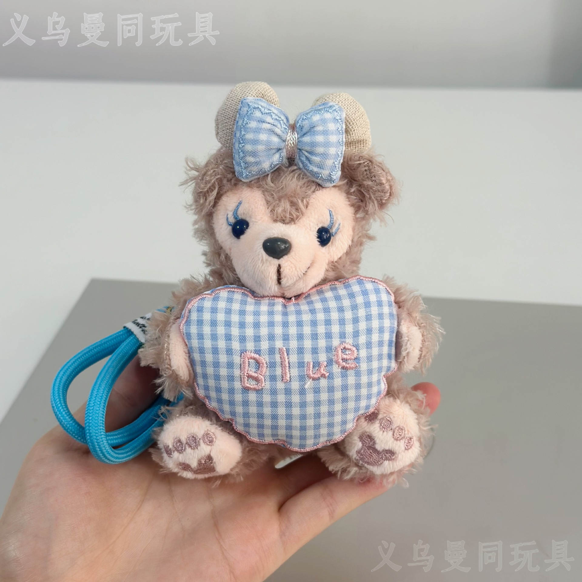 블루 체크 보우 핸드 로프 스타일