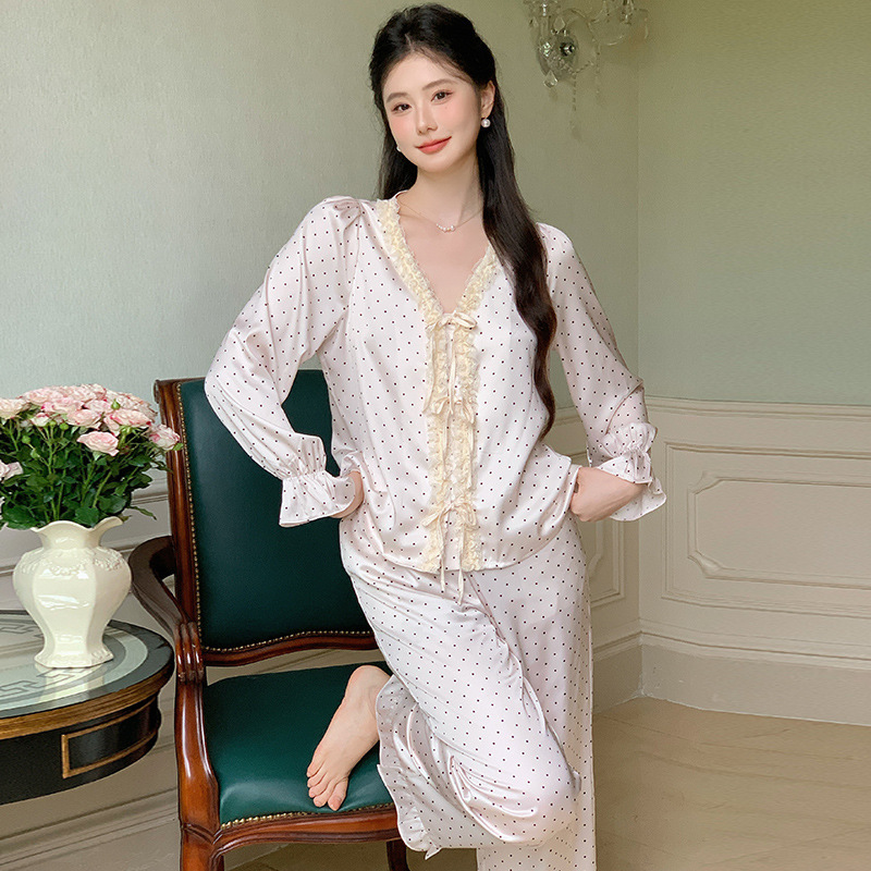 睡衣女长袖套装法式高级感舒适家居服2024年秋季新薄款可外穿|undefined