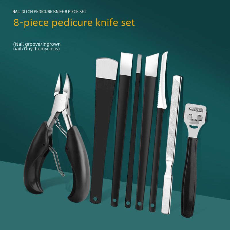 Pedicure knife suit Yangzhou three knives nail groove eagle nose pliers gray pedicure shop tools dead skin removing calluses foot knife