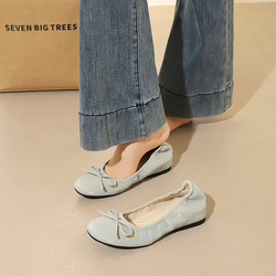 135-H167 French style sweet bow round toe, one foot high inside, shallow mouth soft sole ballet style single shoe for women