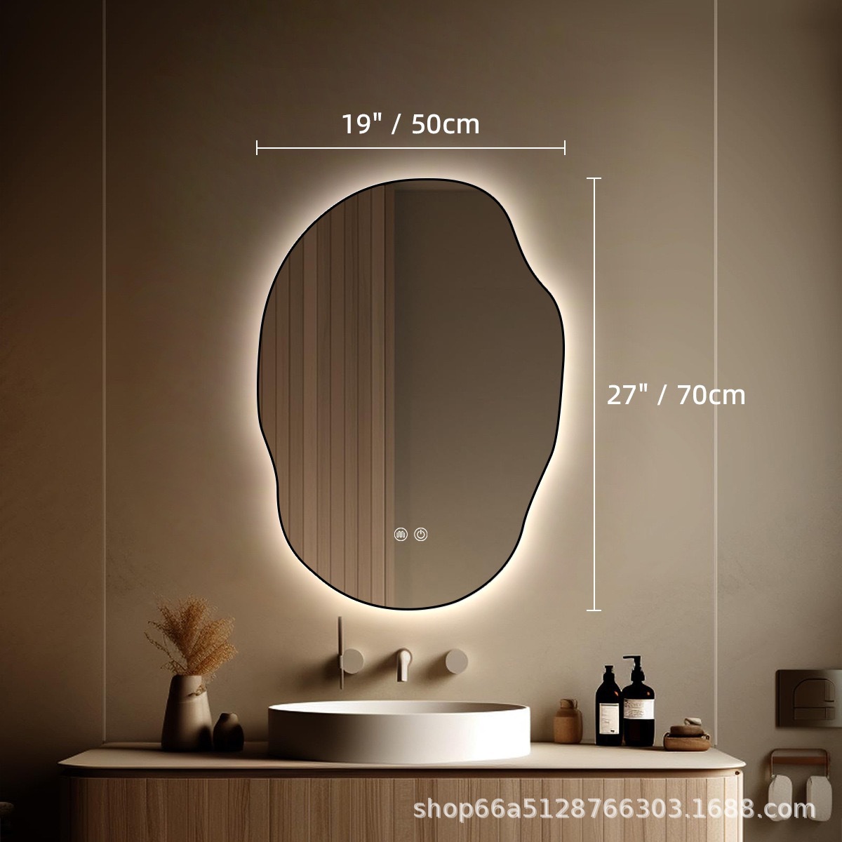 Espejo de maquillaje LED inteligente de patata tipo pared de lujo ligero espejo de tocador espejo de baño dormitorio de alta gama con espejo de lámpara