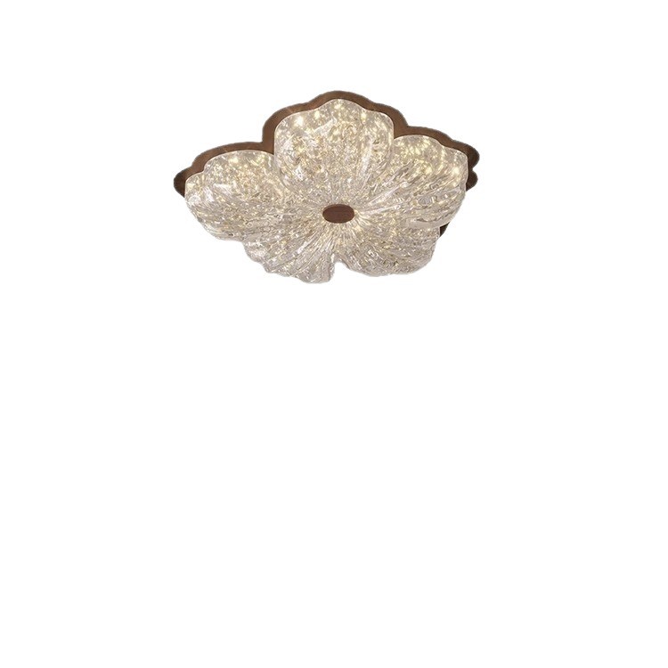 [Seleccionado] Lámpara de techo de estilo antiguo francés Wabi-Jifeng Lámpara de habitación de princesa de flores de lujo ligero de lámina de oro retro