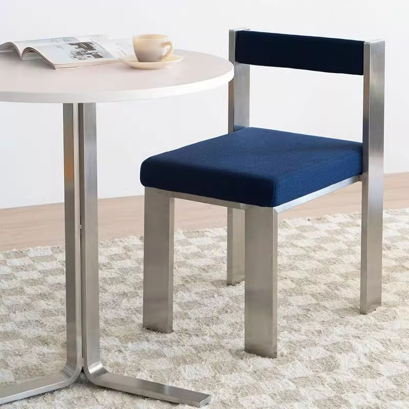 Nordic Retro Style Dining Chair Home Simple Backrest Dining Table Chair Designer Creative Stainless Steel Internet Celebrity Leisure Makeup Chair