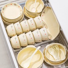 景德镇陶瓷碗釉下彩陶瓷饭碗碗碟套装家用鱼盘汤面碗易清洗米饭碗